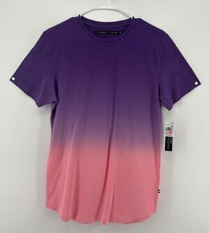 Edgar + Ash Women's S Purple Pink Ombre Scoop Neck Tee NWT Dip Dye